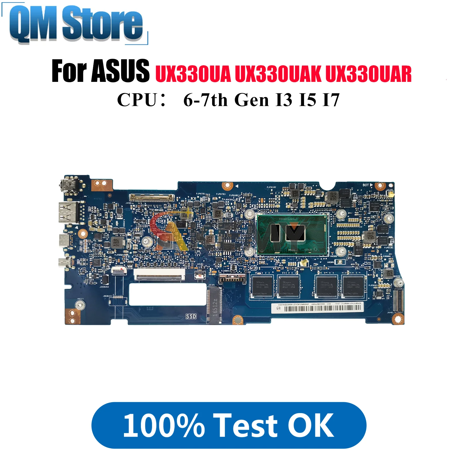 

Материнская плата UX330UA для ноутбука ASUS ZenBook UX330U UX330UA UX330UAR UX330UAK U3000U, материнская плата с процессором I3 I5 I7, тест ОК, быстрая доставка
