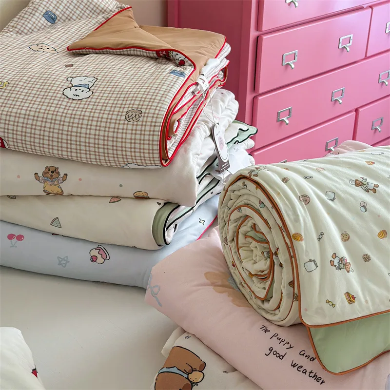 

Новое милое одеяло с героями мультфильмов класса А, летнее одеяло, впитывающее влагу и машинную стирку, одеяло с кондиционером, без наволочек