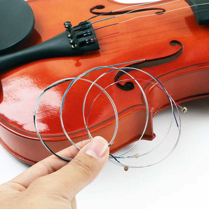 2 Pack 8 Pcs Violin Strings Full Set E-D-G-A Universal 3/4-4/4 Scale Violin String Stainless Core with Nickel-plated Ball End