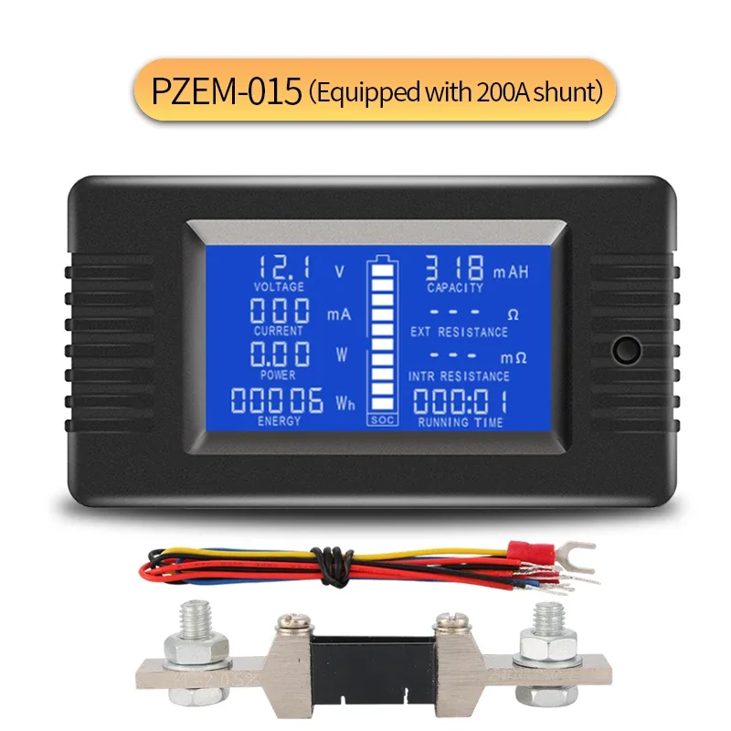 PZEM-015 100A 200A 300A Digital Battery Tester Ammeter Voltmeter Power Meter Power Capacity Residual Power Tester With Shunt