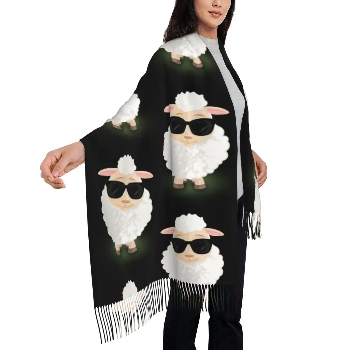 Cool Sheep Scarf Tassel Scarves for Women Soft Warm Shawls and Wraps Long Fall Winter Shawl Wrap