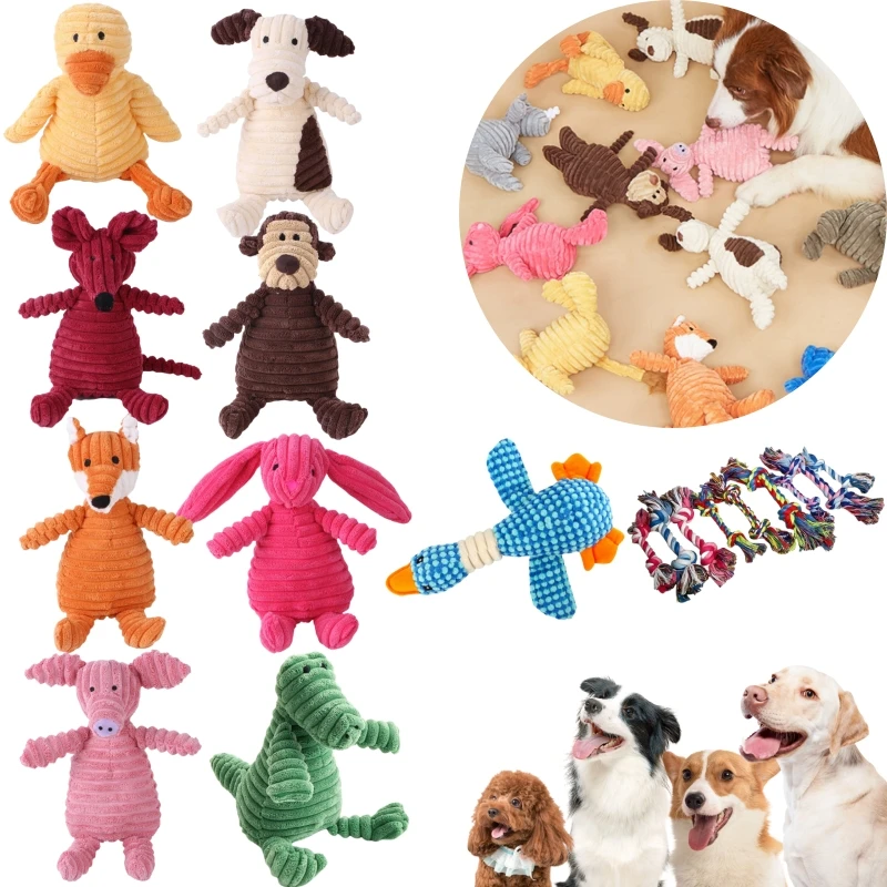 Image of Corduroy-Hundespielzeug, Tier-Plüschspielzeug für Hunde, Quietschspielzeug, Hundezubehör, Kauspielzeug für Welpen, bissfeste Hundespielzeuge, Haustier-Accessoires
