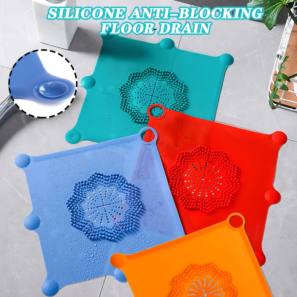 

Silicone Floor Drain Mat, Anti Clogging And Anti Odor Mat For Bathroom/Kitchen,Universal Floor Drain Cover Filter Screen,