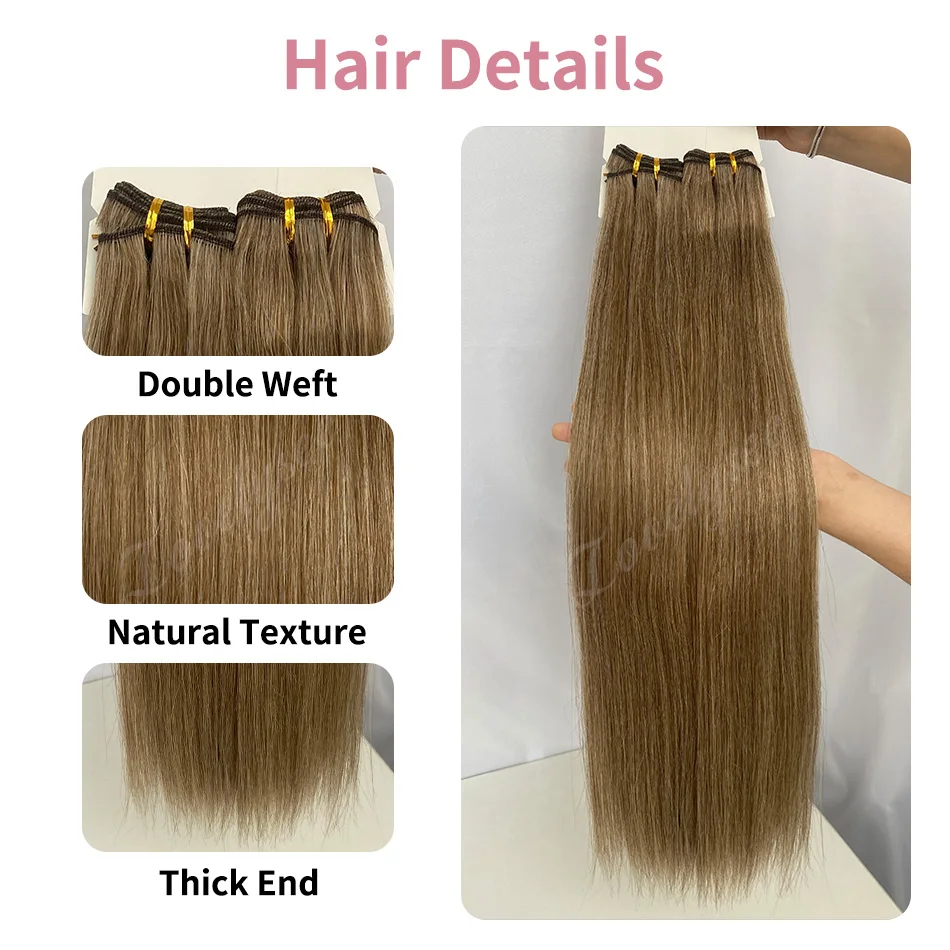 Double Drawn Weft Hair Extensions Virgin Human Hair Highlight Straight Double Weft Vietnamese Hair Bundles Extensions 18-26 Inch