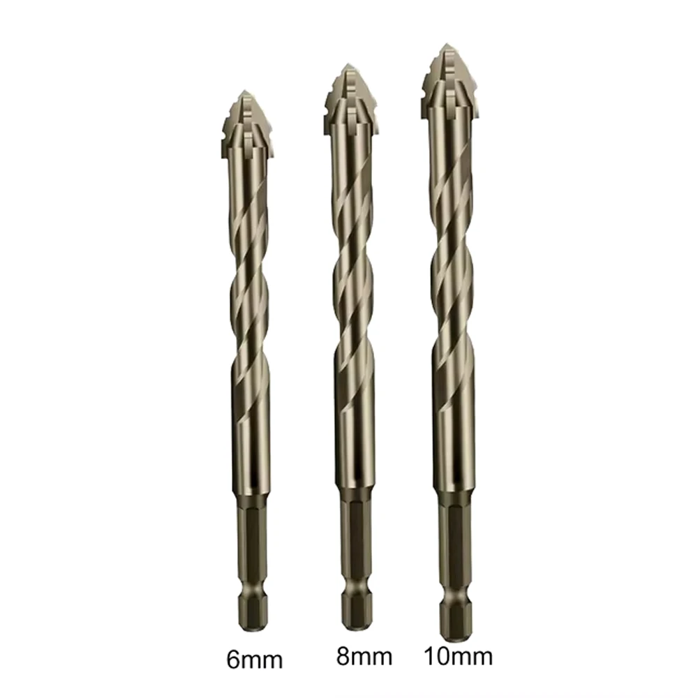 3PCS/set Eccentric Drill Bit Set Four-Edge Serrated Drill Bits High Hardness Bevel Tip Serrated Drill Bits for Brick Wood