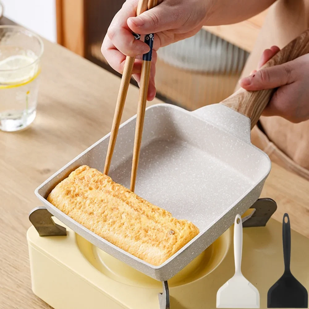 مقلاة تاماغوياكي غير لاصقة للإفطار مع مقبض مقاوم للحرارة طباخ تاماغوياكي مقلاة عجة يابانية مستطيلة #1