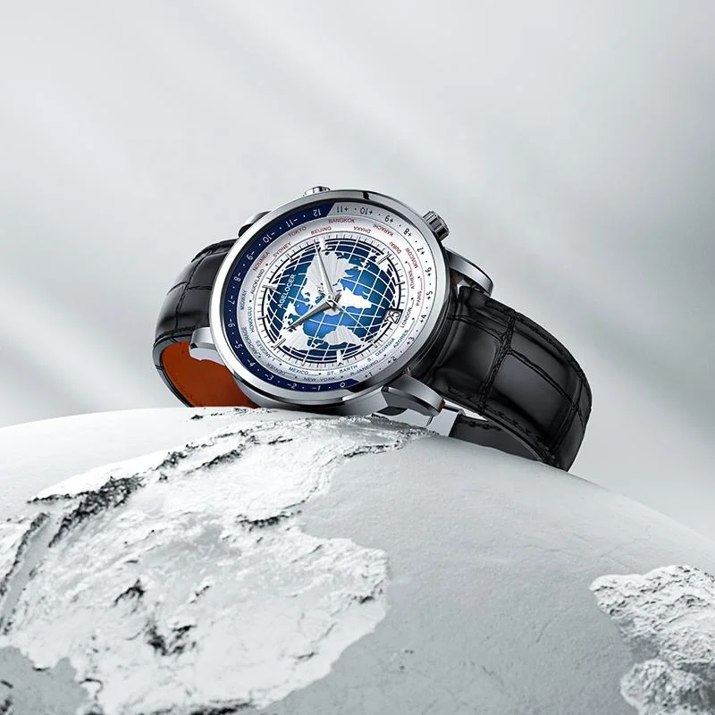 

AGELOCER часы мирового времени для мужчин с сапфировым стеклом, роскошные деловые деловые деловые часы с датой, 42 мм, автоматические механические часы, мужские часы с подарочной коробкой