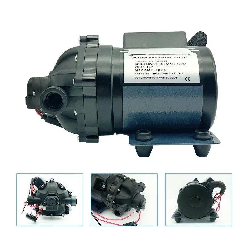 7GPM Water Pump 60PSI HY-70601T Agriculture Diaphragm Pumps 12VDC Small Electric Motor Water Pump Hot sales
