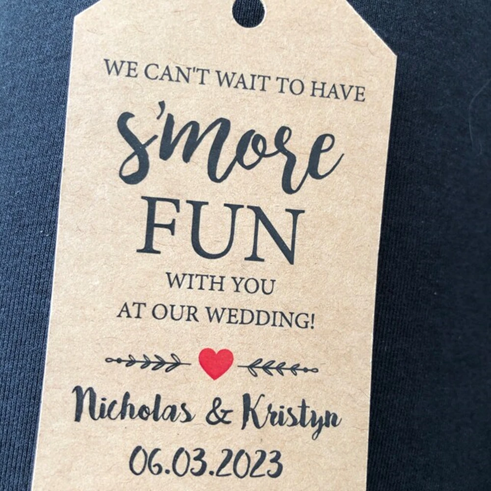 Custom Engagement Party Favors, Can't Wait To Have S'more Fun, Wedding Favor Tags, Bags and Twine, 25