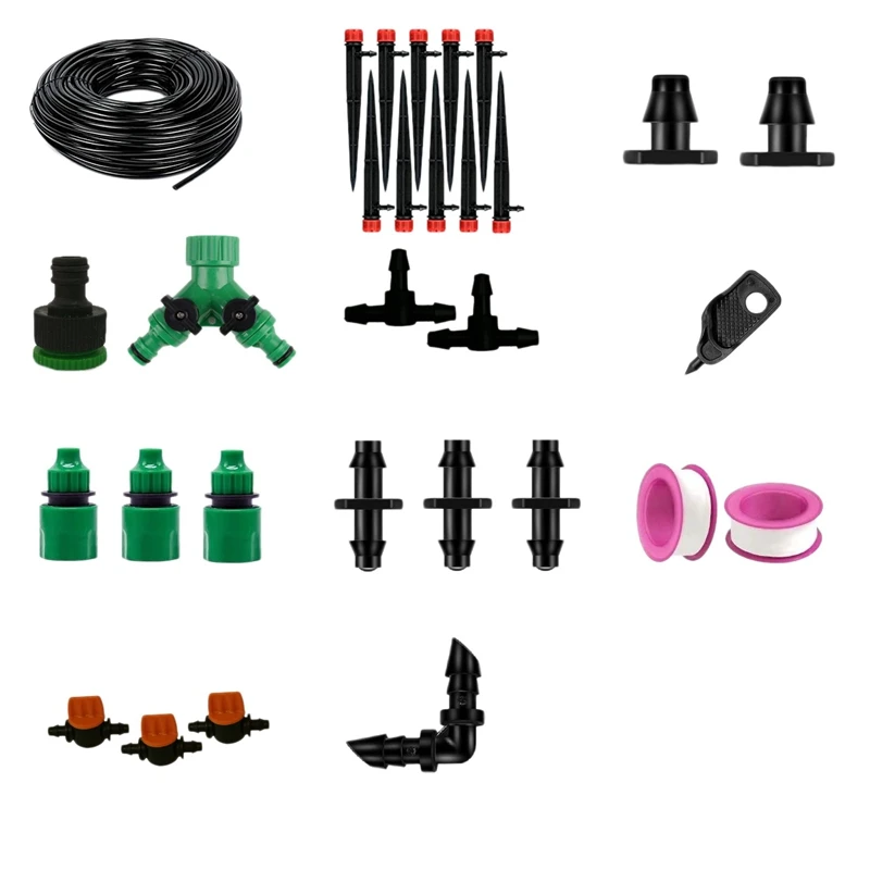 

1/4Inch Hose Drip Irrigation System Adjustable Sprinkler Kit Garden Watering Inserting Ground Mini Flow Dripper