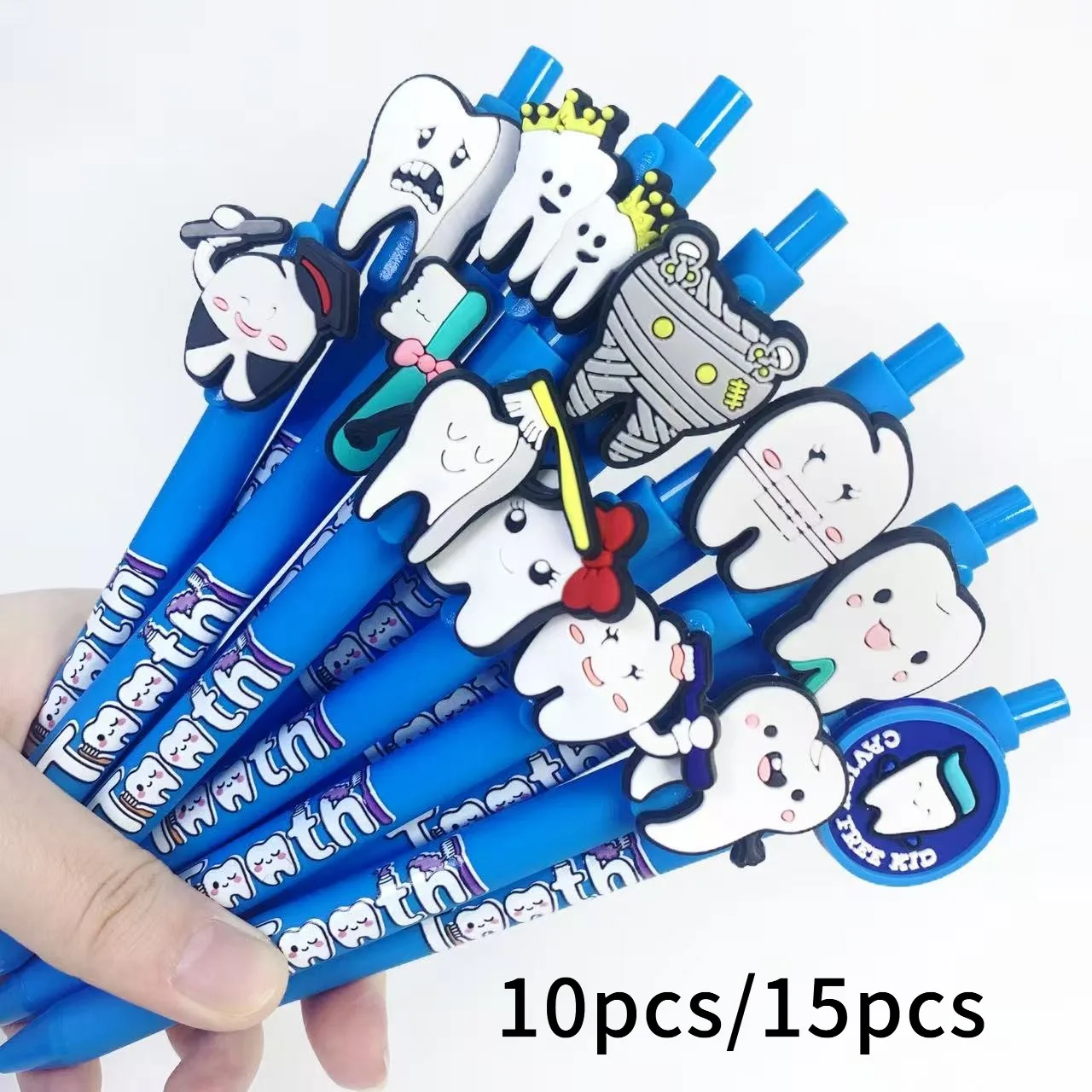 

10pcs/15pcs Creative Tooth-Shaped Ballpoint Pens - Smiley Dental Theme Writing Tools & Souvenirs