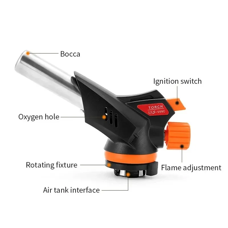 Welding Gas Torch Flame Gun Burner Nozzle Flamethrower Butane Burner Outdoor Camping BBQ Brazing Torch Kitchen Cooking Burner