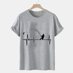 Fly Fishing Heartbeat Pulse Luminous Women Men T Shirt Summer Tops for Men Casual Harajuku Tops Tee Mens T Shirt Male Clothes