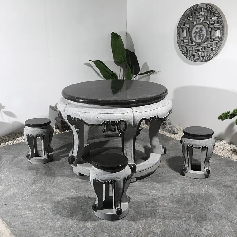 

Stone Table and Chair Courtyard Garden Natural Bluestone Antique Outdoor Stone Table Stool Tea Table Home Ornaments