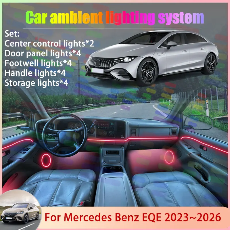 

For Mercedes Benz EQE V295 2023~2026 2024 2025 2/18 in 1 Car Atmosphere Light Lamp RGB Shade Ensemble Streamer Atmosphere Set