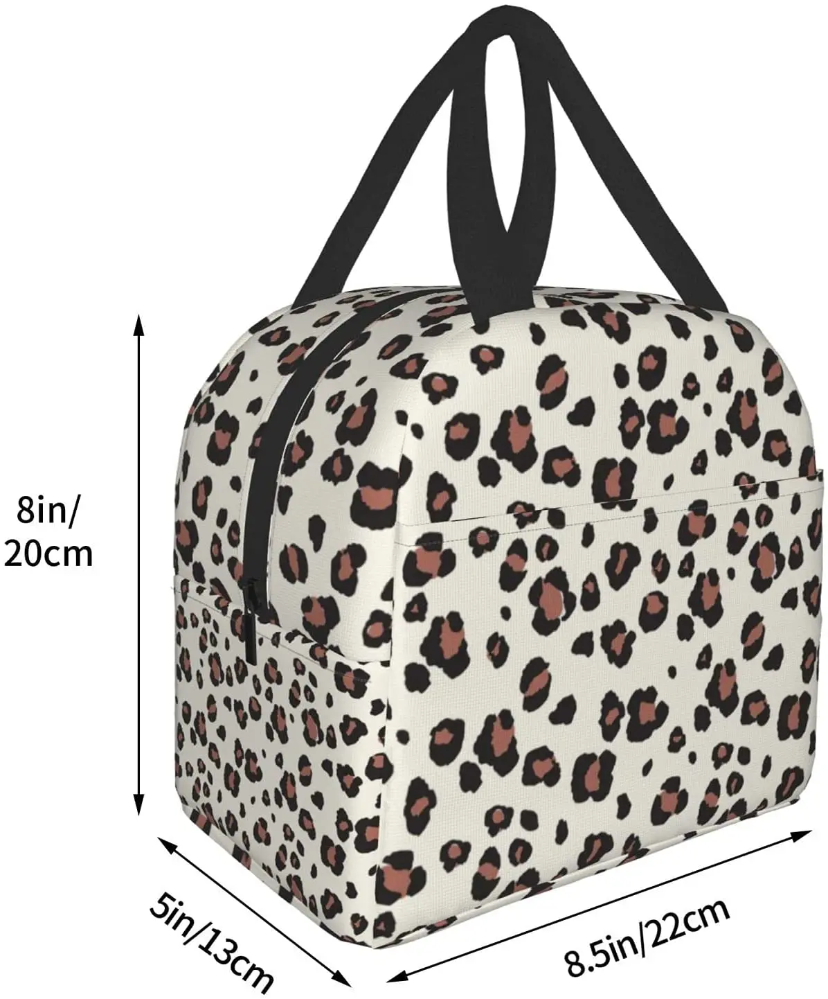 Beige with Leopard Lunch Bag Reusable Lunch Box Waterproof Thermal Tote Bag Lunch Container Cute Cooler Bag for Women Men