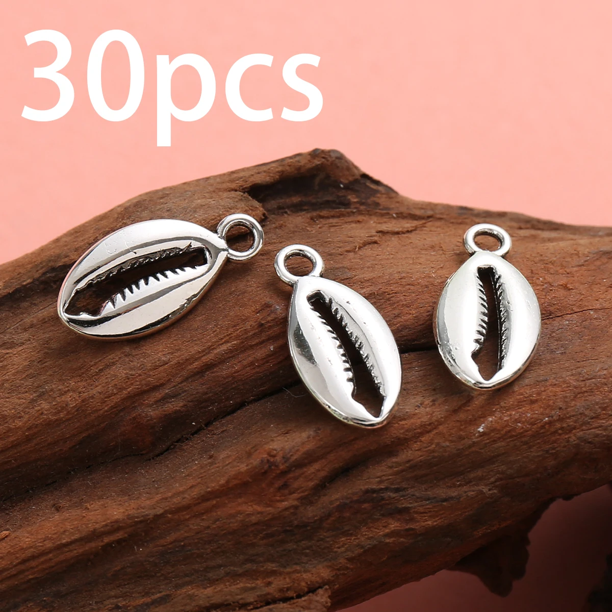 30 Pieces of Vintage Imitation Conch Small Accessories, Three-Dimensional Tooth-Patterned Open Shell Pendants, Suitable for DIY Bracelets, Necklaces, Earrings, and Ocean-Themed Handmade Beaded Jewelry Accessories for Beach Vacations