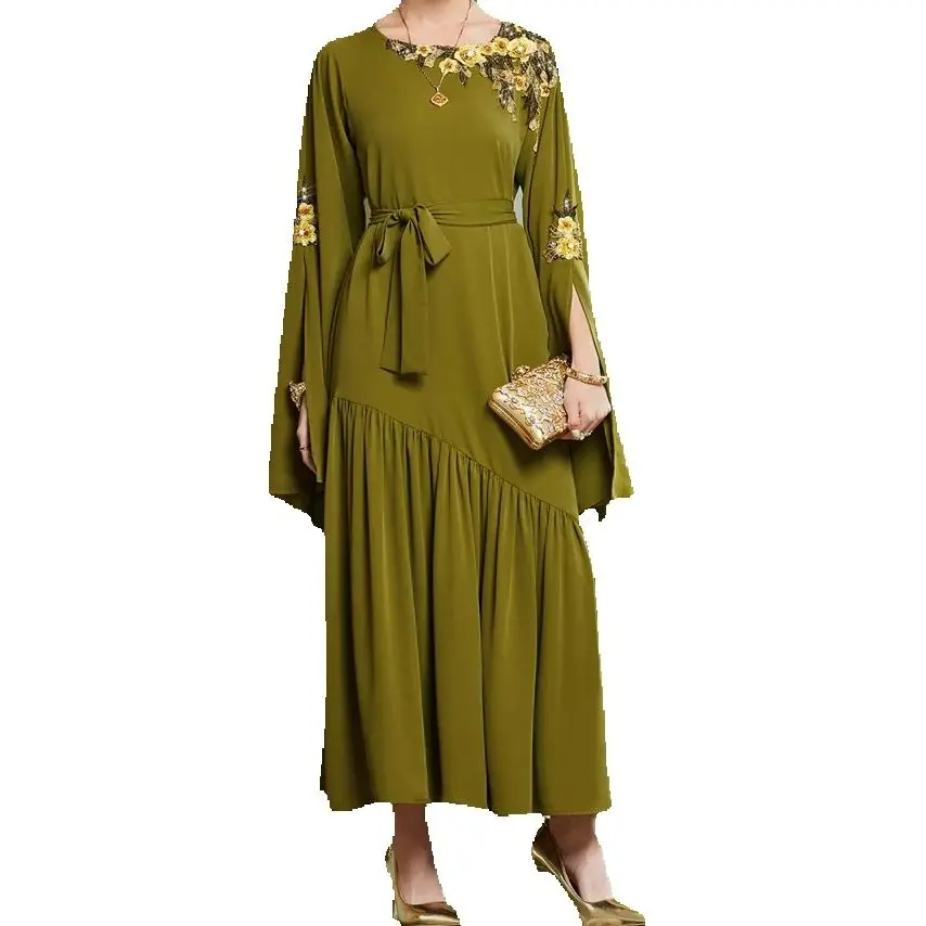 

Eid Mubarak Djellaba Ramadan Embroidery Maxi Party Dress for Women Muslim Dubai Turkey Abaya Kaftan Morocco Gown Abayas Vestidos