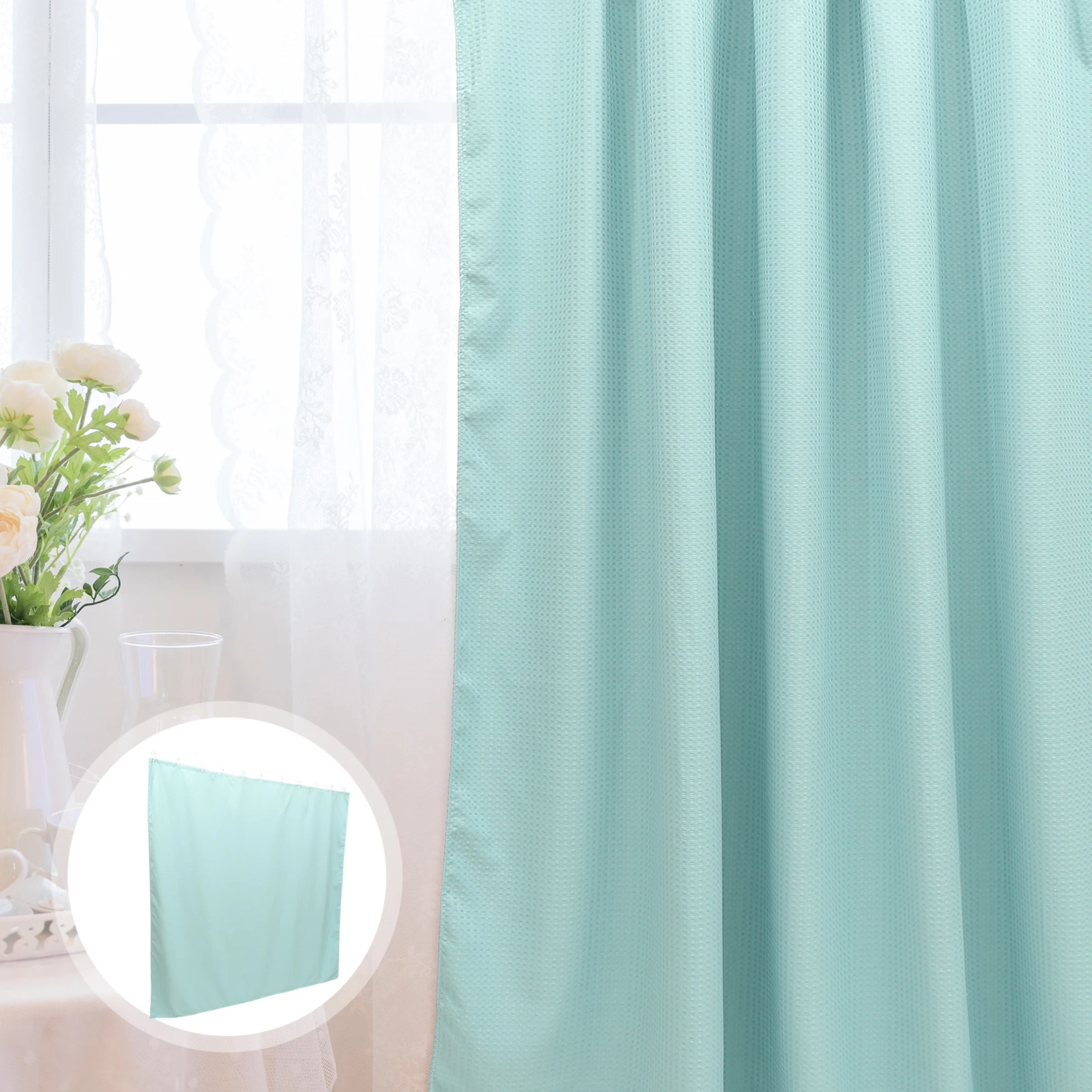 

Mint Green Heavy Bath Curtain Set 230GSM Thickened Shower Curtains 72x72 Inches 12 Hooks Bathroom Decor Simple Color Household