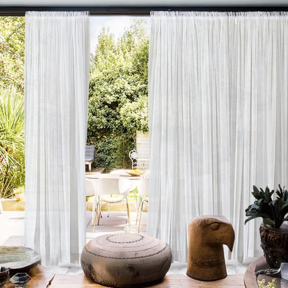 Waterproof Porch Curtain Extra Wide Outdoor Sheer Curtains Breathable Waterproof Voile Mesh Screens Lightweight for Patio