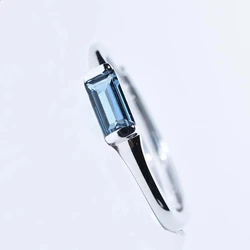 Blue geometric ladies ring Topaz Small exquisite opening adjustable cold wind fresh and elegant jewelry party accessories