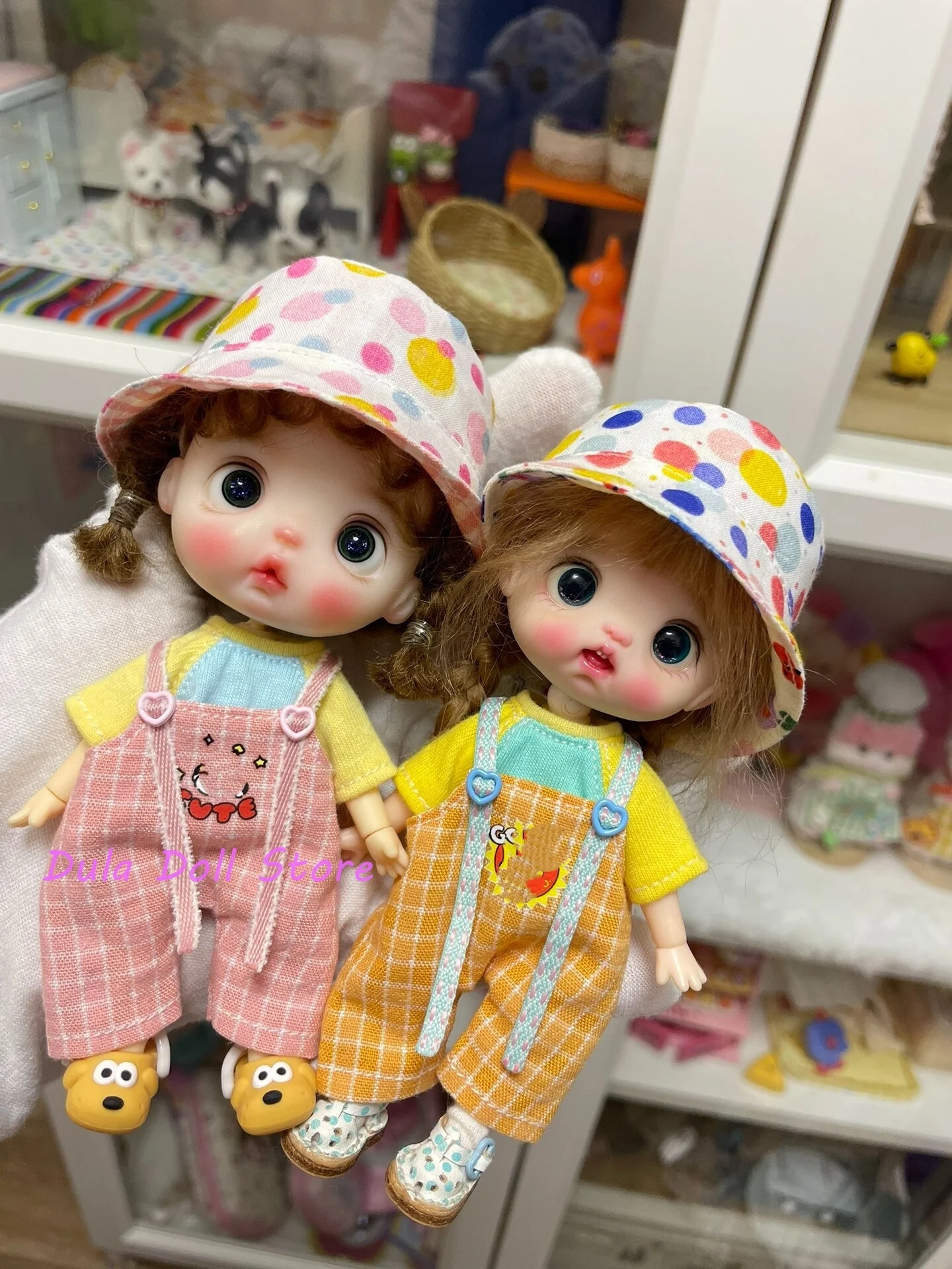 

S Dula Doll Clothes Strap pants fisherman hat set for ob11 GSC doll