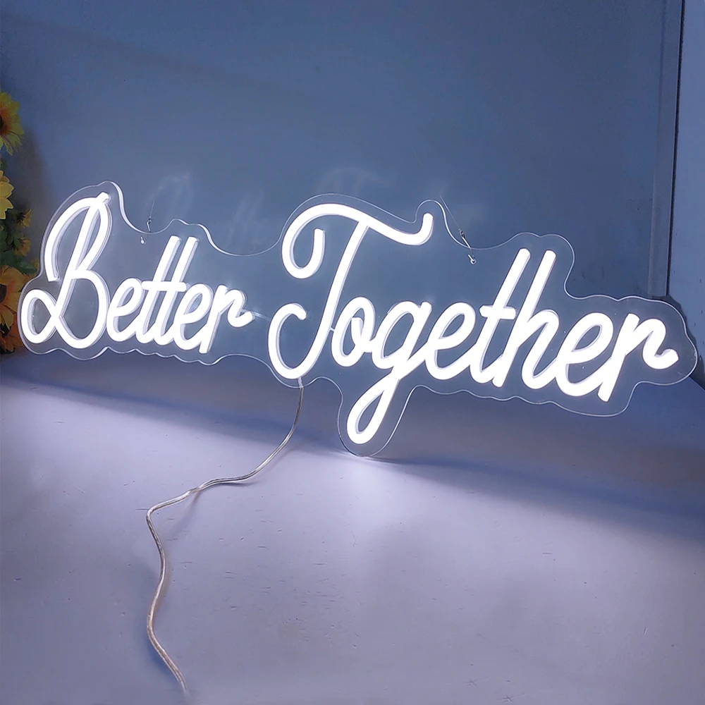 Wedding Day Decorations 76cm Better Together LED Neon Sign Dimmable Acrylic Transparent Neon  Light for Wedding Backdrop