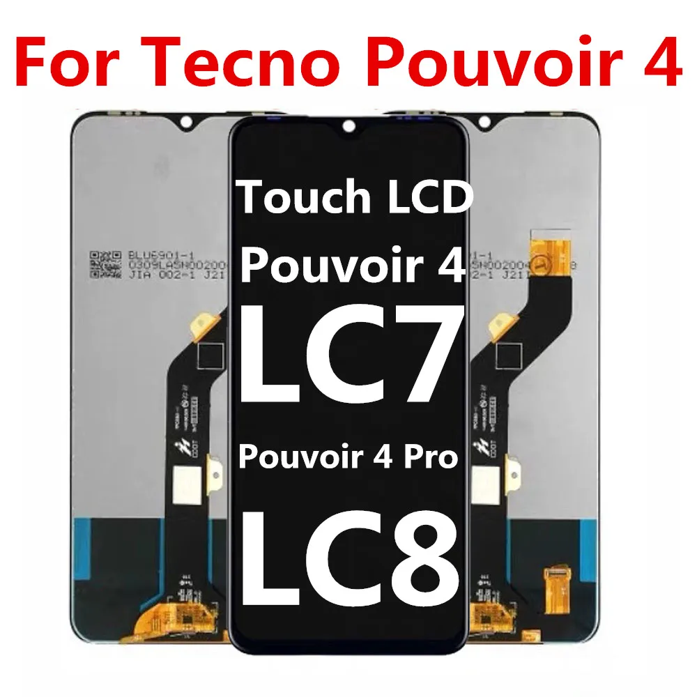 Black 7.0 inch For Tecno Pouvoir 4 LC7 LCD Pouvoir 4 Pro Display Touch Screen Digitizer Assembly Replacement LC8  display touch