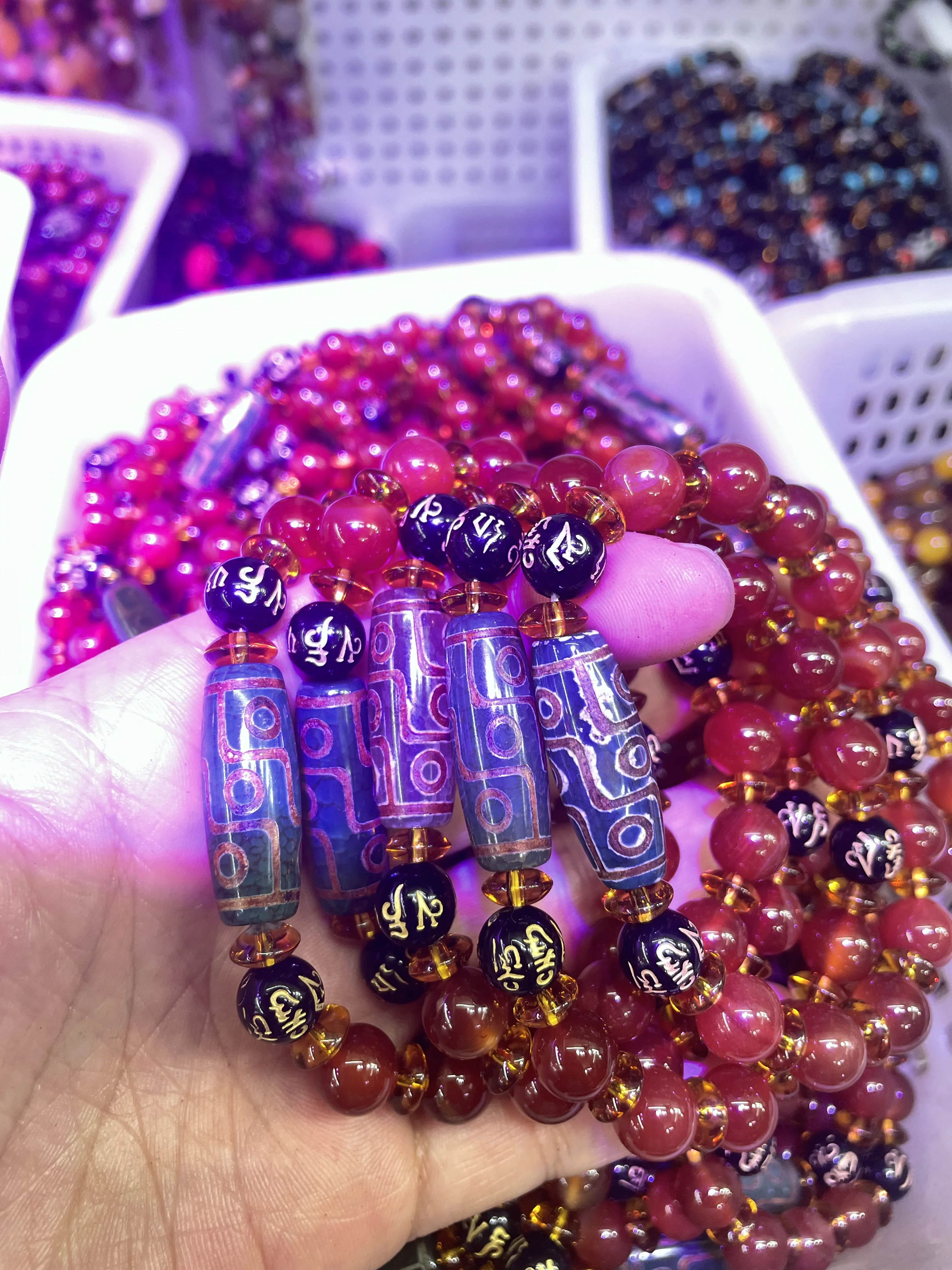 Energy Tibetan Old Agate 9 Eyed dZi Bead Hand Knitted Bracelet Amulet At Whole Sale Price UF06 UPD210825A1