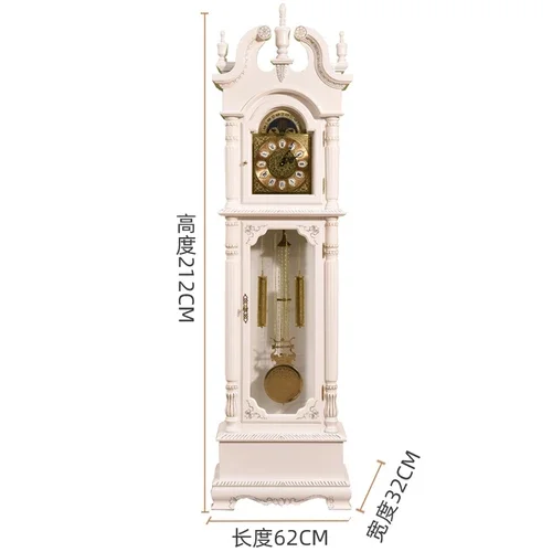 the Grandfather Clock Living Room Villa Retro Vertical Bell Polaris Mechanical Pendulum Clock Hermle White Clock Classical