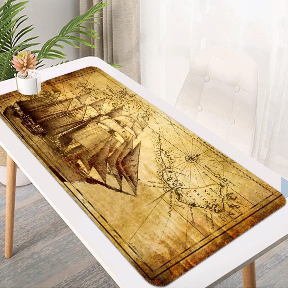 Mairuige Old World Map Large Gaming Lock Edge Mouse Mat Keyboard Pad Desk Mat Table Mat Gamer Mouse Pad for Laptop Notebook Lol