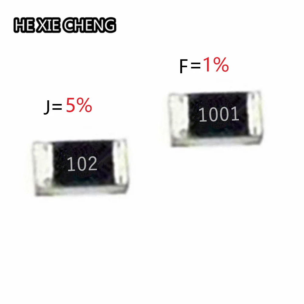 100 Uds 0402 0603 0805 1206 1210 2512 resistencia SMD 1K ohm 1KR 102 5% 1001 1% 1/16W 1/10W 1/8W 1/4W 1/2W 1W