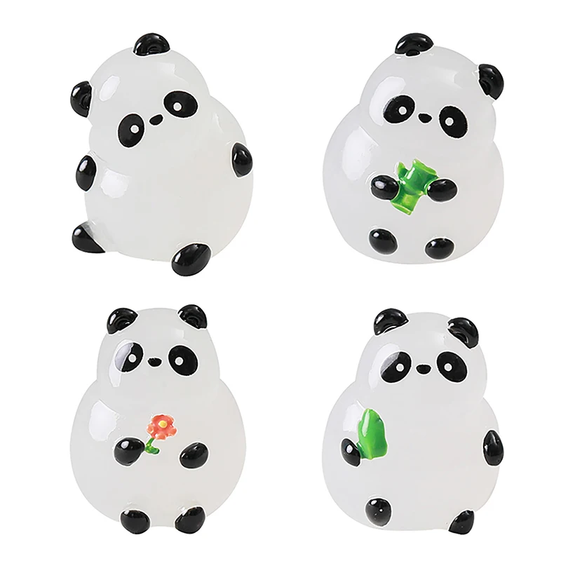 Glowing Panda Mini Figurines Miniature Panda Ornament Glowing In Dark Accessories