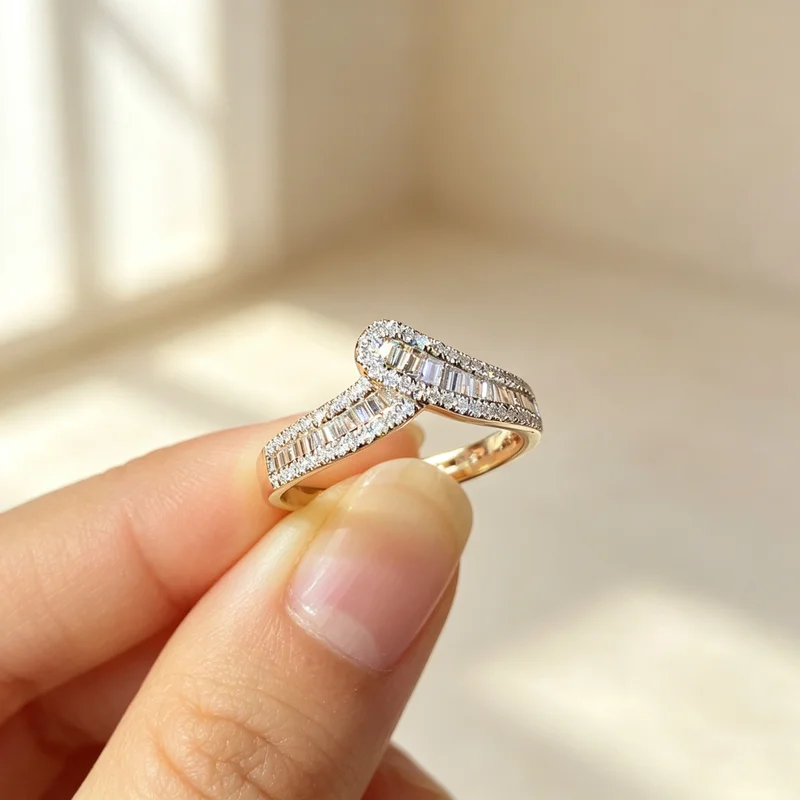 925 Sterling Silver V-Shaped Shiny Band Zircon Ring Fashion Light Luxury Delicate Women's Ring for Women High Quality Jewelry