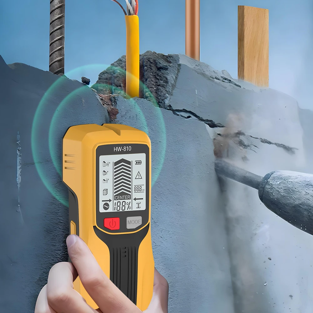 Inteligentny lokalizator kołków 6 w 1, skaner ścienny, elektryczny skaner ścienny, czujnik, detektor kołków do przewodów AC, metalowych kołków, belk drewnianych, rur