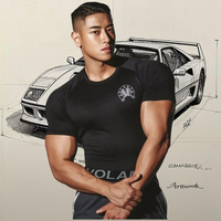 2025 New Men's Summer Short Sleeved T-shirt, Cool Sportswear, Fitness Suit, Basketball Running Muscle Quick Drying Training Suit