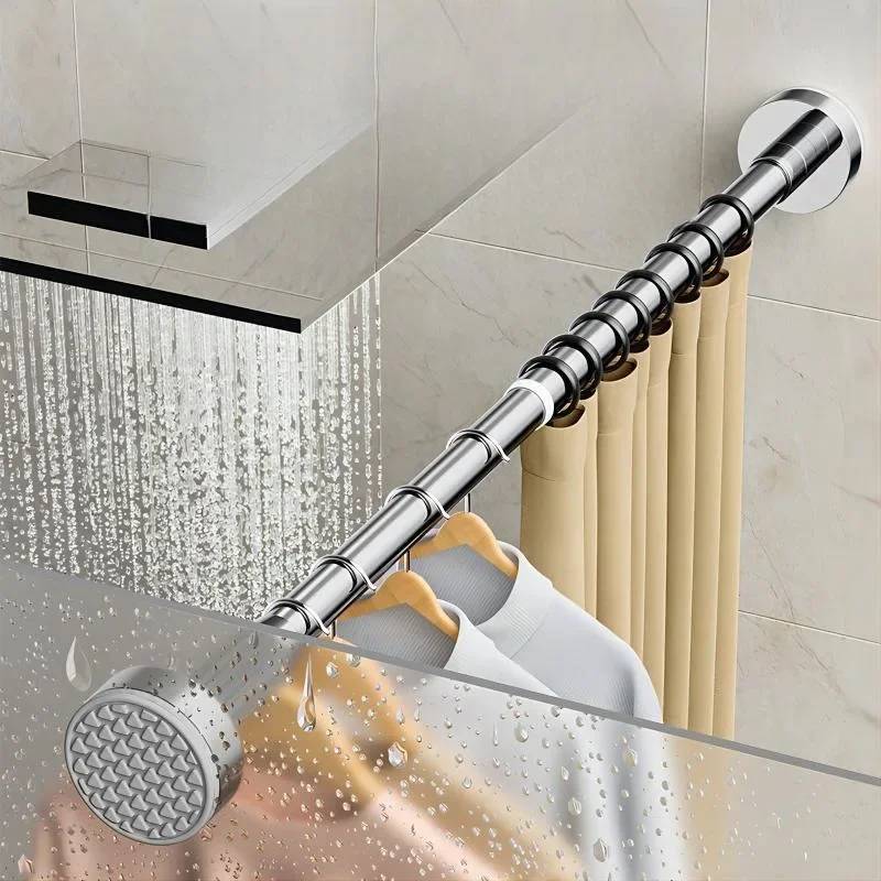 

Stainless Steel Clothes Drying Rod Balcony Telescopic Toilet No Punching Bathroom Shower Curtain Rod Bedroom Curtain Rod