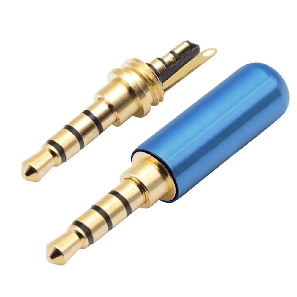 Copper 3/4 Pole 3.5MM Plug Male Headphone Jack with Clip 3.5MM Stereo Audio Connector Cable Adapter Plug Male Headphone Jack