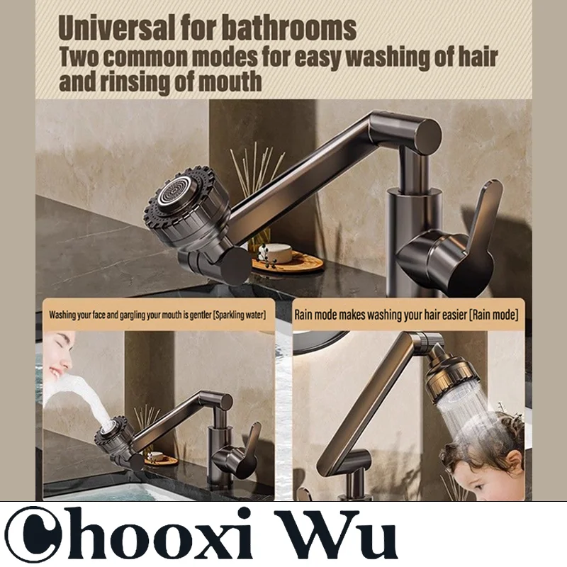 CHOOXIWU-Robotic arm faucet bathroom splash-proof faucet toilet countertop basin hot and cold water faucet faucet accessories