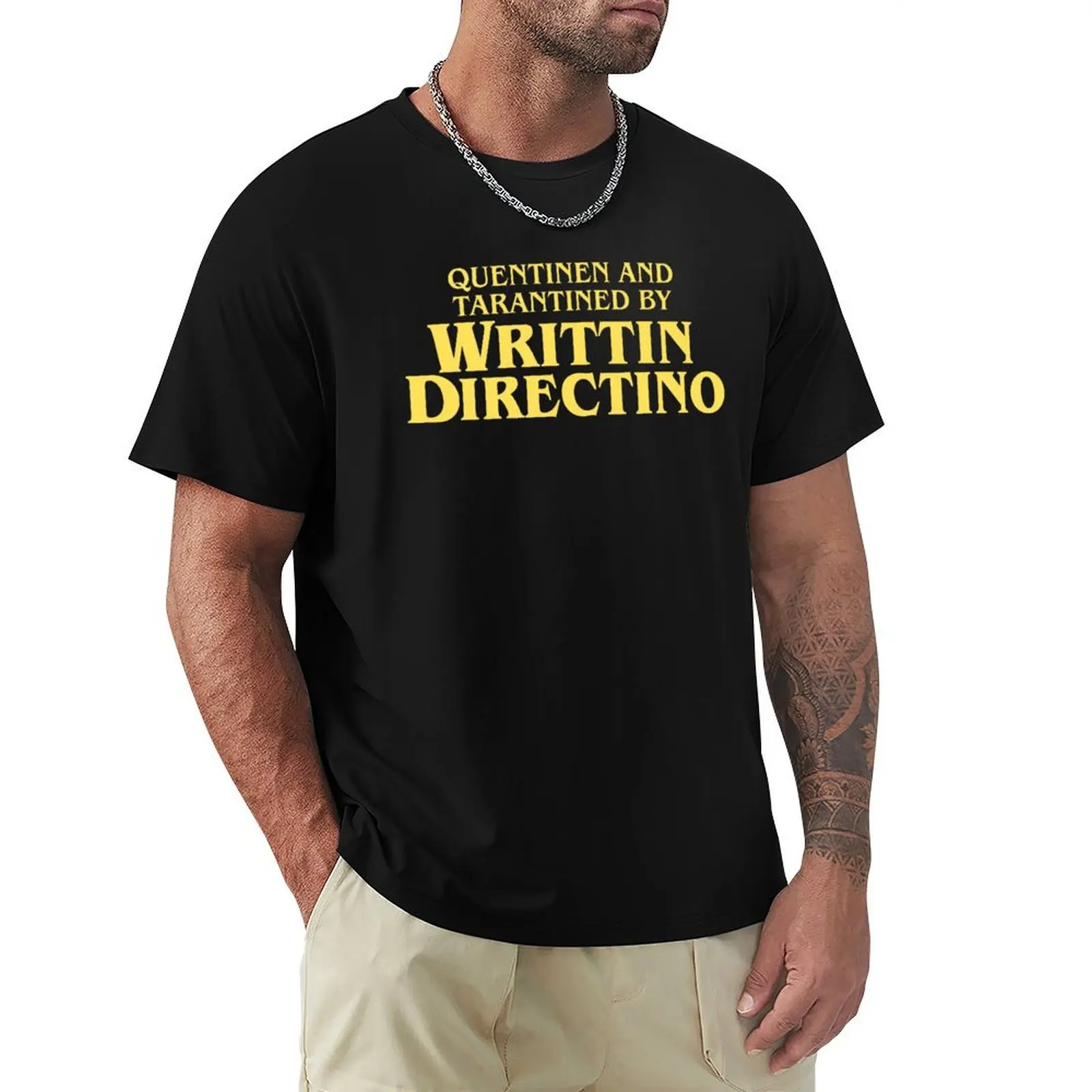 Футболка QUENTINEN AND TARANTINED BY WRITTIN DIRECTINO в рабочем стиле, повседневная футболка