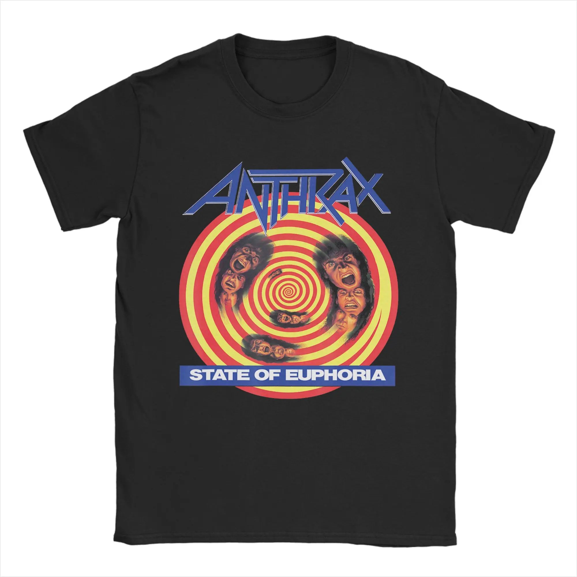 Camisetas masculinas Anthrax State of Euphoria, camiseta incrível de manga curta com gola redonda, camiseta de algodão puro, roupas para adultos