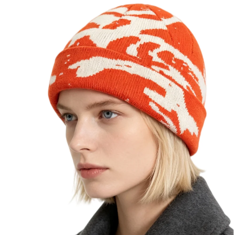 Neue Unisex Outdoor Skull Cap, modische geometrische Druckmuster, schicke Wintermützen im Seemannsstil für Herren und Damen, Herbst-Ski-Beanie-Mütze – Detail 6