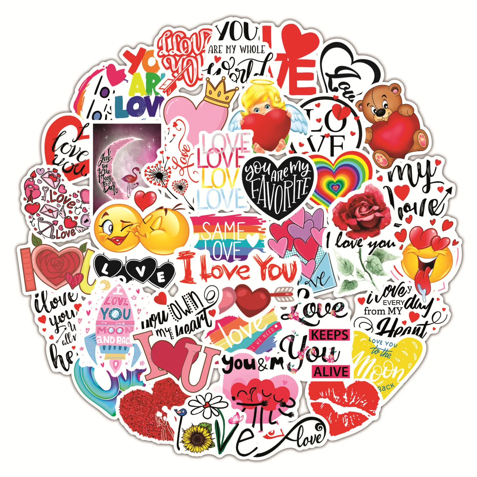 50Pcs Valentine's Day Series Graffiti Stickers Suitable for Laptop Helmets Desktop Decoration DIY Stickers Toys Wholesale