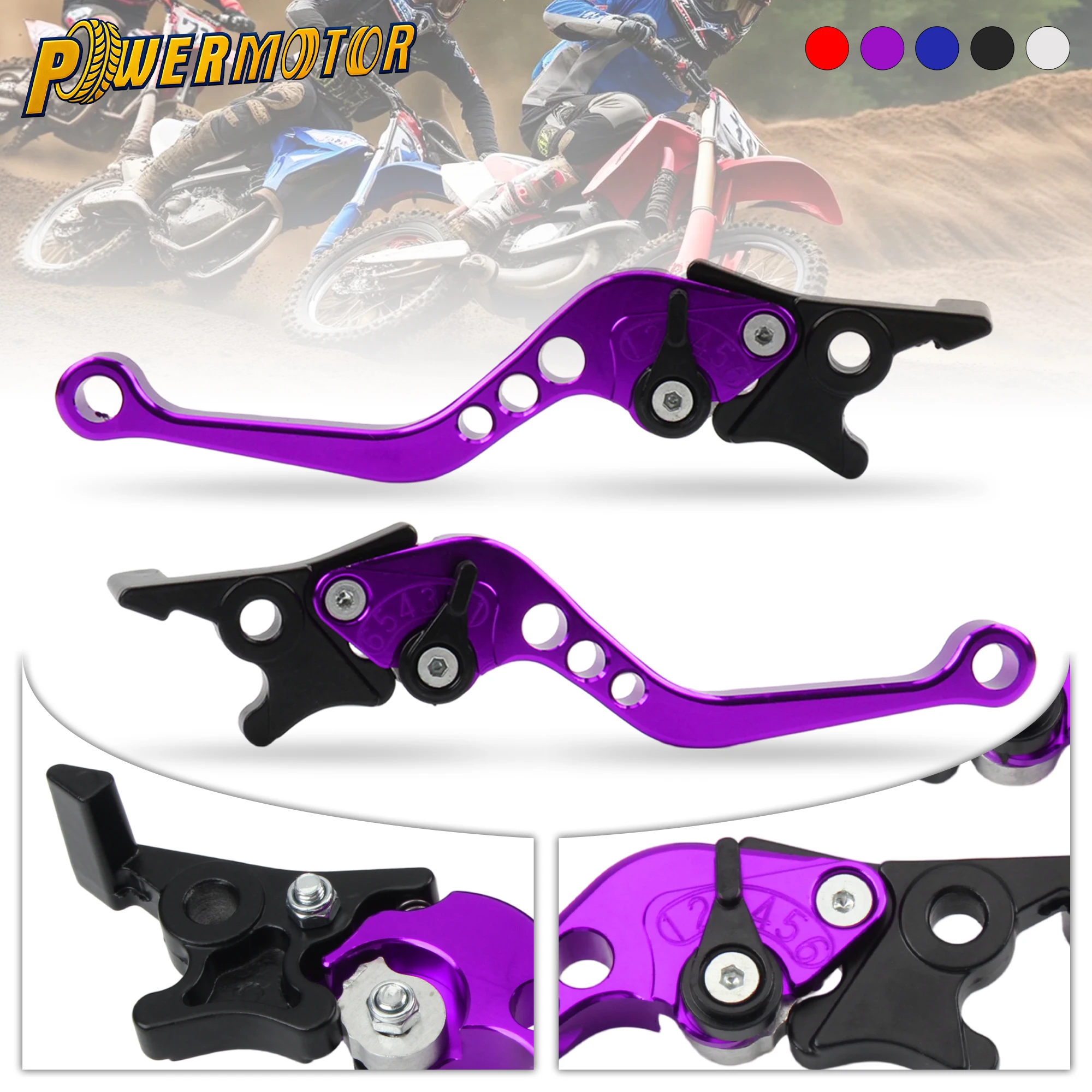 

1 Pair Motorcycle 6 Position Adjustable Double Disc Brake Lever CNC Aluminum Accessories For Dirt Pit Bike Scooter ATV Go Karts