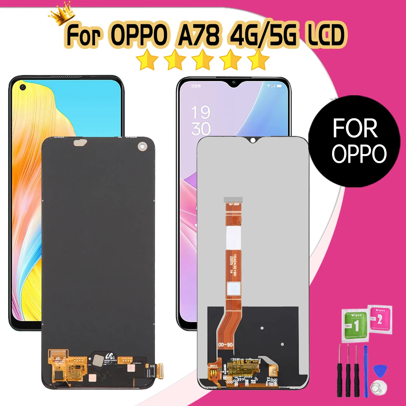 AMOLED Dla Oppo A78 4G CPH2565 Wyświetlacz LCD Ekran Panel dotykowy Digitizer Dla Oppo A78 5G CPH2483 CPH2495 Wyświetlacz A78 Ramka ekranu