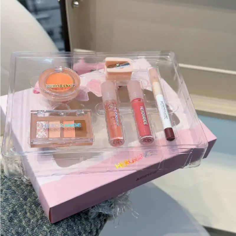 HERORANGE 6Pcs Makeup Set Includes Lip Gloss, Lip Gloss, Eyeliner, Blush, Eye Shadow, Long-Lasting, Waterproof, Cosmetic Set