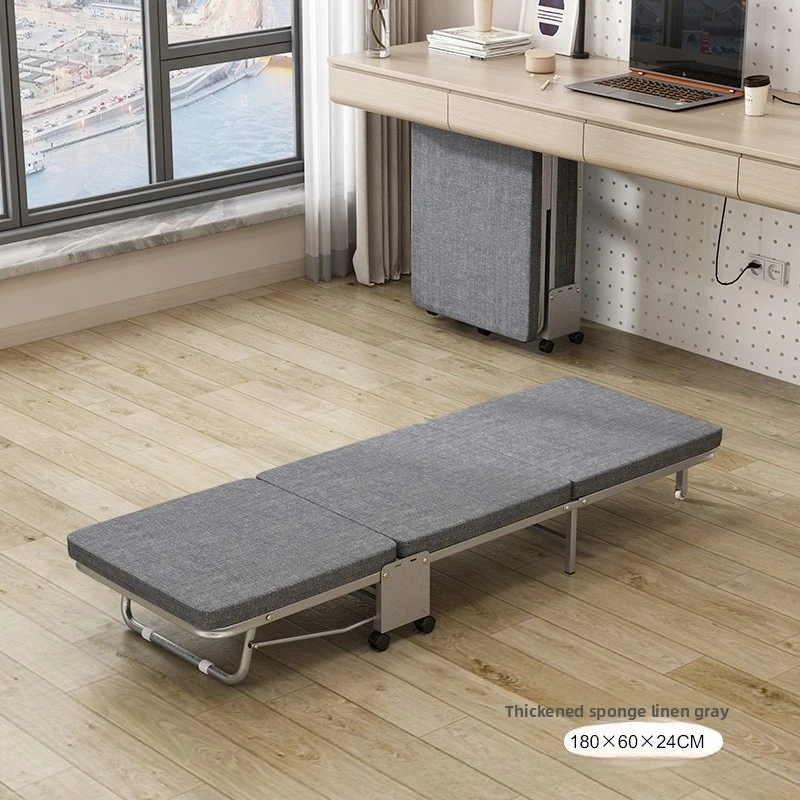 Home Simple Folding Bed Companion Bed Napping Bed Office Folding Bed Single Bed Nap Bed Portable Three Fold Hard Board