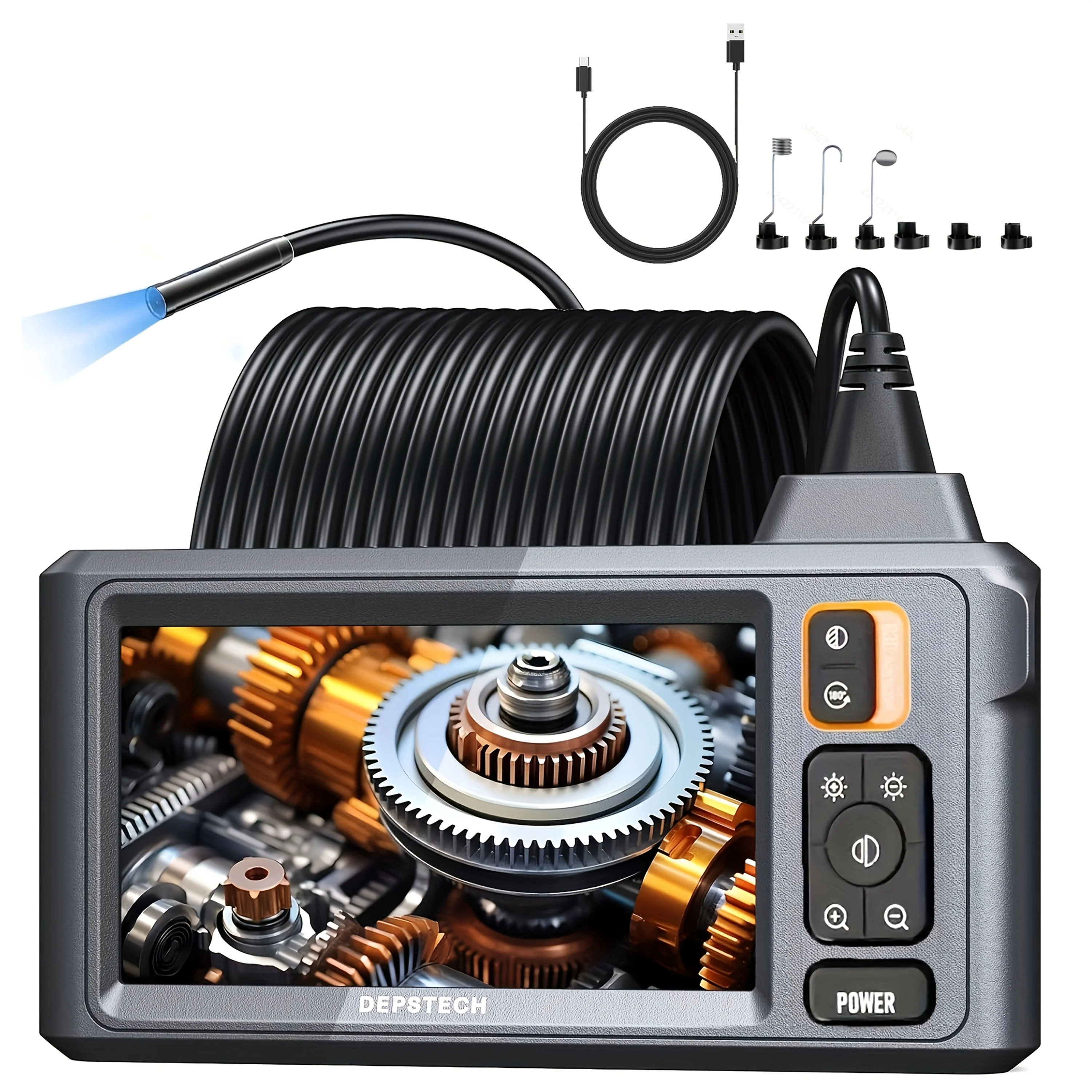 

50ft/16.5ft/3.3ft Optional Single Lens Sewer Endoscope with 5-inch IPS Screen, 1080P Endoscope Camera with Light, Flexible Snake Shaped Inspection Camera for Wall, Pipeline, And Car Engine Inspections
