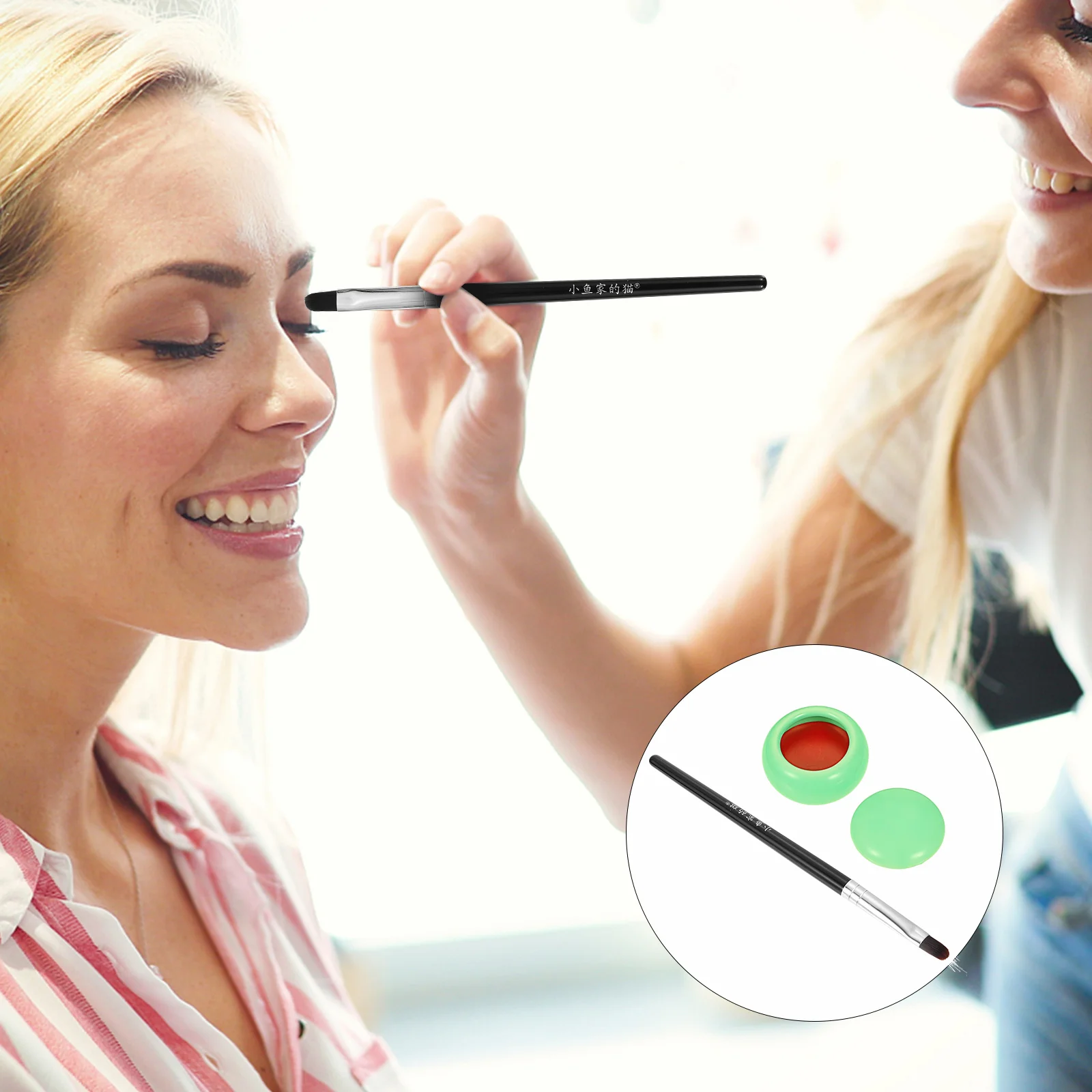 Colorete Vintage compacto portátil multifuncional colorete para mejillas sombra de ojos cara herramienta de maquillaje Retro Natural