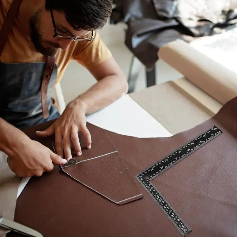 직각 눈금자 금속 L 눈금자 검은 목수 프레임 8X12 인치 Leathercraft 스테인레스 스틸 금속 사각형 DIY 가죽